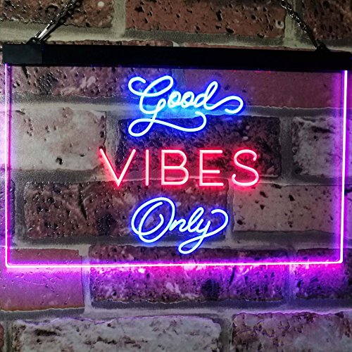 ADVPRO Good Vibes Only Home Bar Disco Room Display Dual Color LED Neon Sign Blue & Red 24
