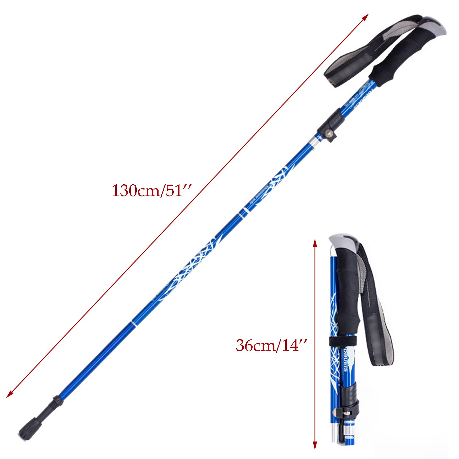 ThreeH 2 Pcs per Set Trekking Poles Collapsible Telescopic Hiking Poles Quick Adjustable Walking Stick for Men Women Easy to Use Ultralight for Hiking Camping Travel Blue - Image 3