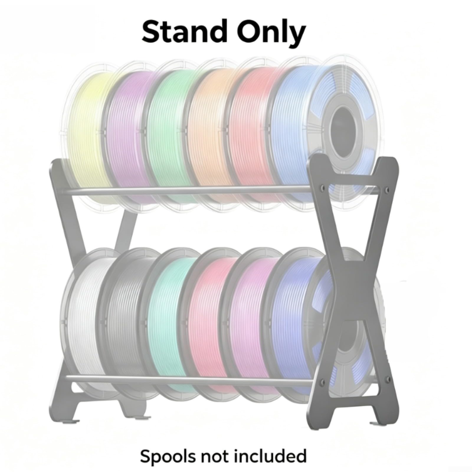 X-Form Doppelschicht Filamenthalter für 3D Drucker – Robuster Kohlenstoffstahl für ständer für 12 Rollen 1kg Spulen, Platzsparendes Desktop Organizer Rack mit Rutschfesten Füßen, Schwarz