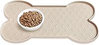 PWTAA Silicone Dog Food Mat with Raised Edge - Anti-Slip Waterproof Placemat for Small Medium Dogs Cats, Bone Shape 19.4x9.8"