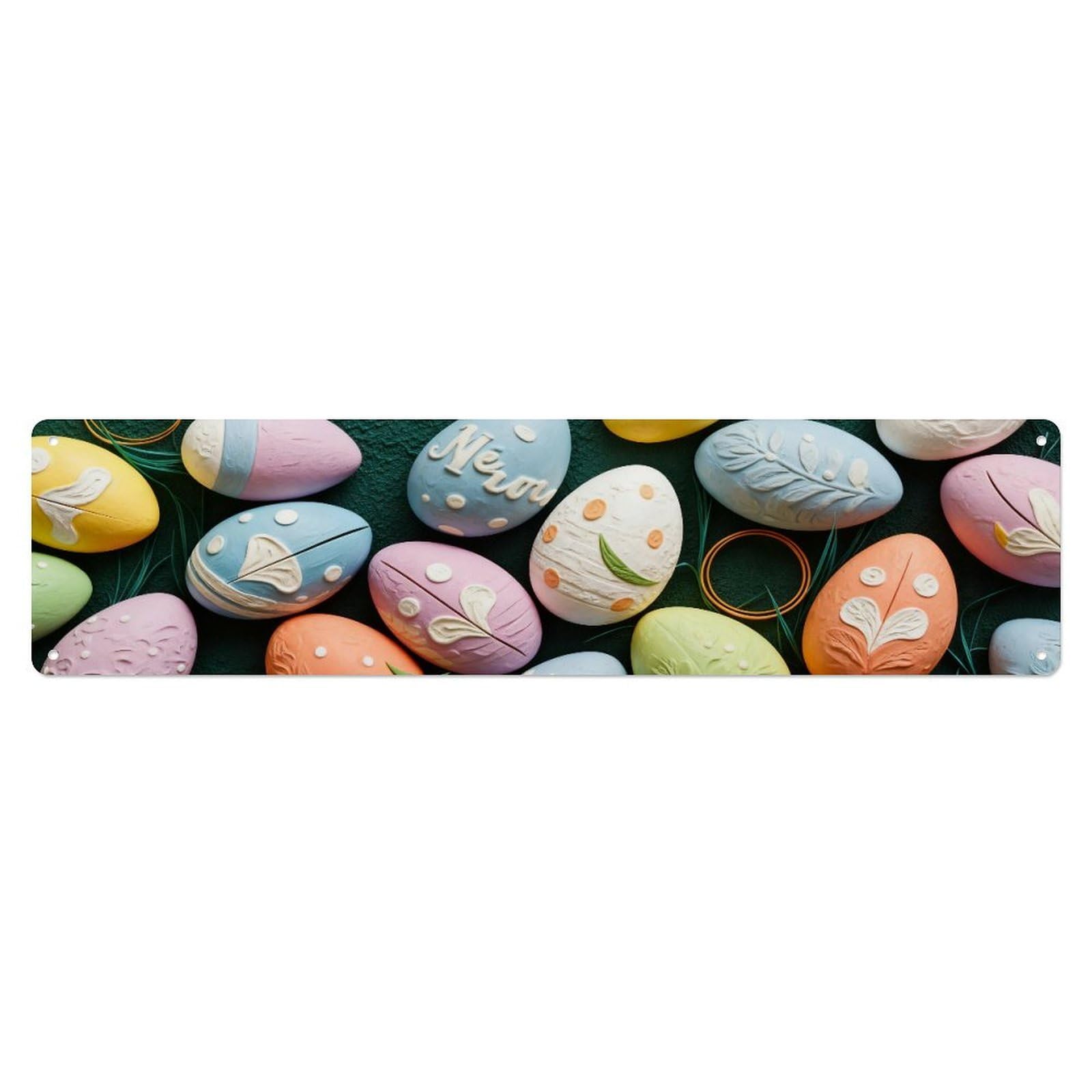 Easter Eggs With Polka Dots And Hearts Metal Tin Sign Plaque