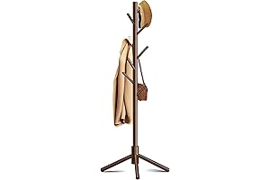 New Brown Wooden Coat Rack Stand, Freestanding Entryway Coat Rack with 8 Hooks