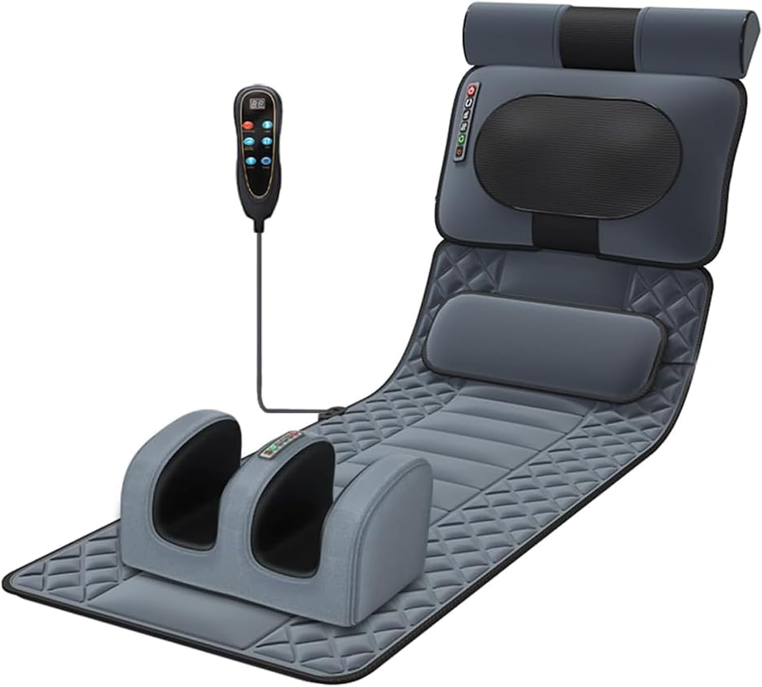 Tapis de massage complet avec chaleur 20 têtes de massage pour le cou, les pieds, coussin de massage par vibrations pour tout le corps, 9 vitesses/3 modes de synchronisation, tapis de massage shiatsu