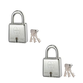 Harrison SWIFT (HARDENED)-0229_PK 2 Steel 9 Levers Padlock with 3 Keys (Pack of 2), Silver