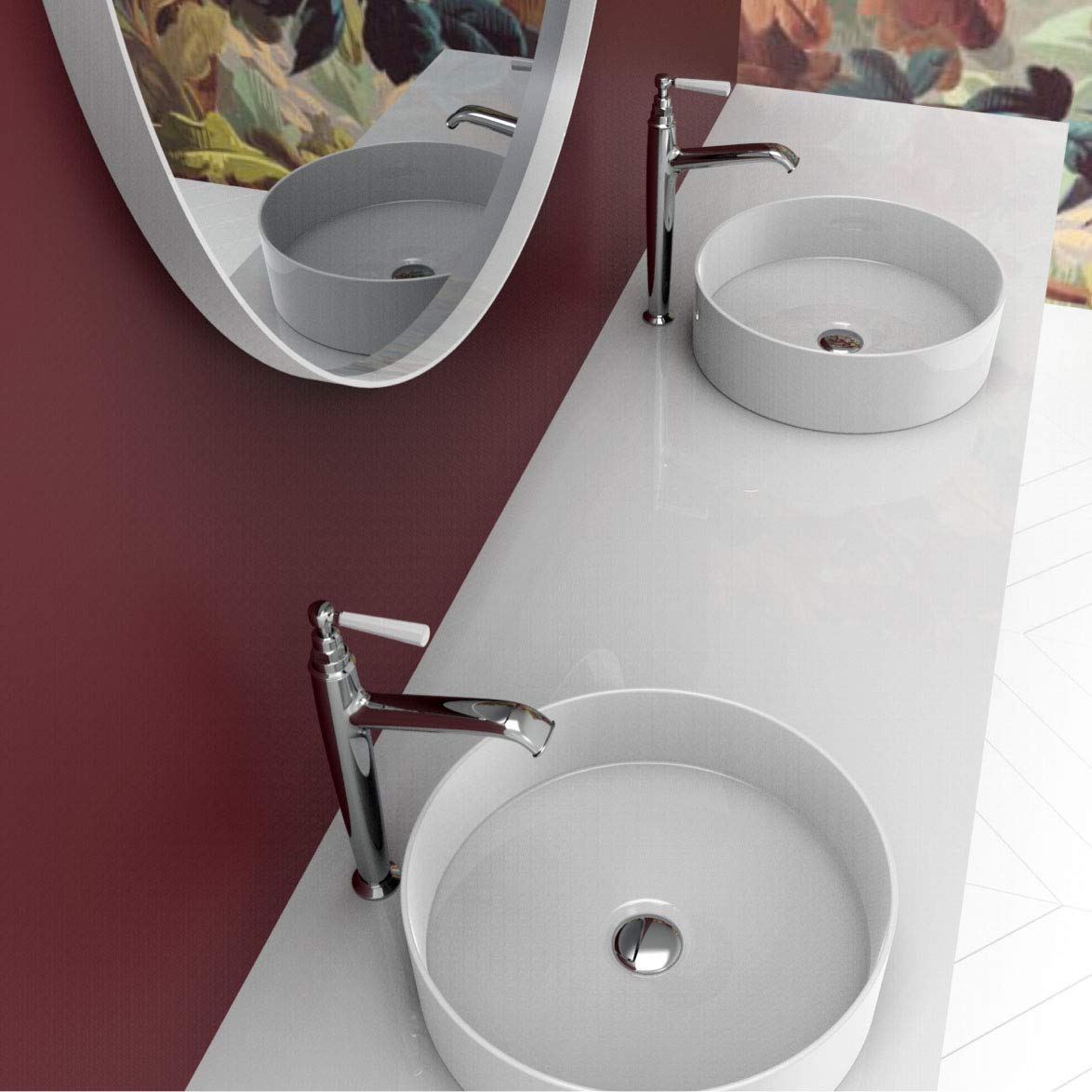 Jacob Delafon E24309-CP Mitigeur lavabo Cléo 1889 haut sans vidage, style rétro poignée céramique, Chrome