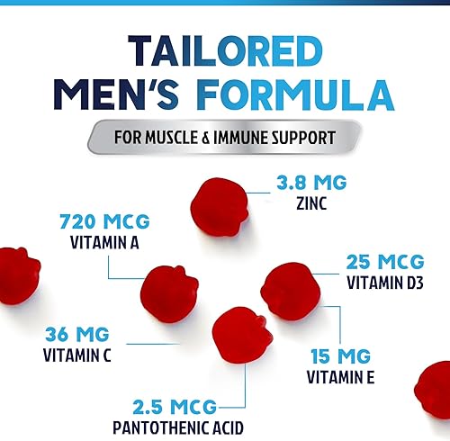 Miniatura 3 de Nature's Multivitamin for Men Gummies - Suplemento diario multivitamínico con sabor a bayas para hombre con vitaminas A, C, D, E, B6, B12 y zinc,