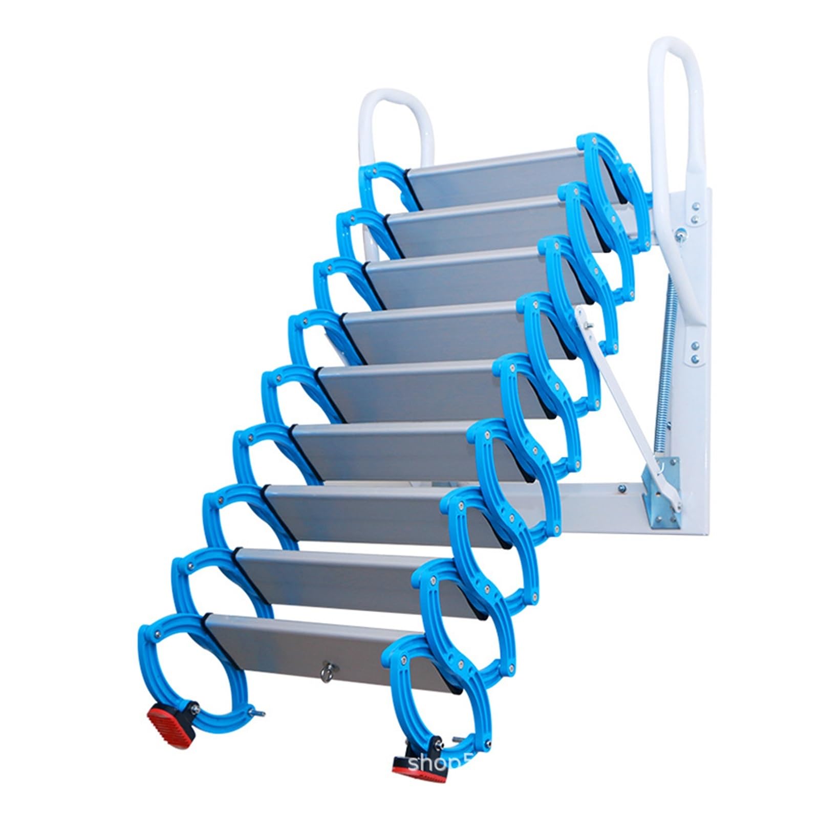 loft ladders Folding Attic Ladder Wall-Mounted Retractable Loft Ladder Pull Down System, for Garages Roofs Basements ﻿ ﻿ pull down(2.1-2.5m)