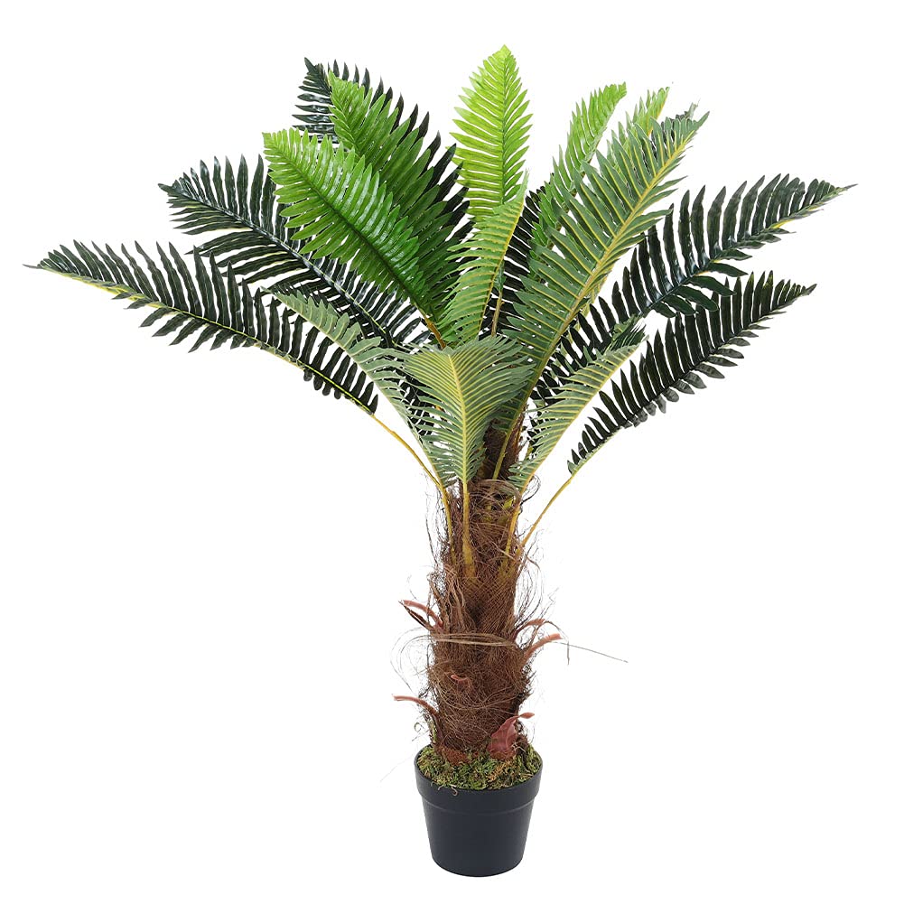 INMOZATA Artificial Trees Outdoors Cycas Palm Tree Areca Tree 90cm Phoenix Fern Tropcial Decorative Fake Plants in Pot for Indoor Outdoor Garden