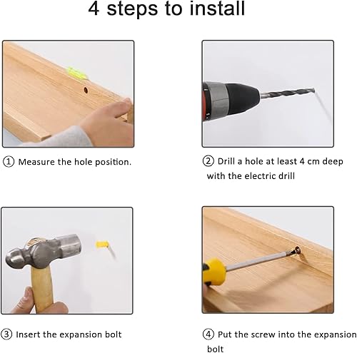 Miniatura 9 de Estantes flotantes de 48 pulgadas de largo montados en la pared, estante de madera de roble macizo para decoración y almacenamiento, repisa de fotos