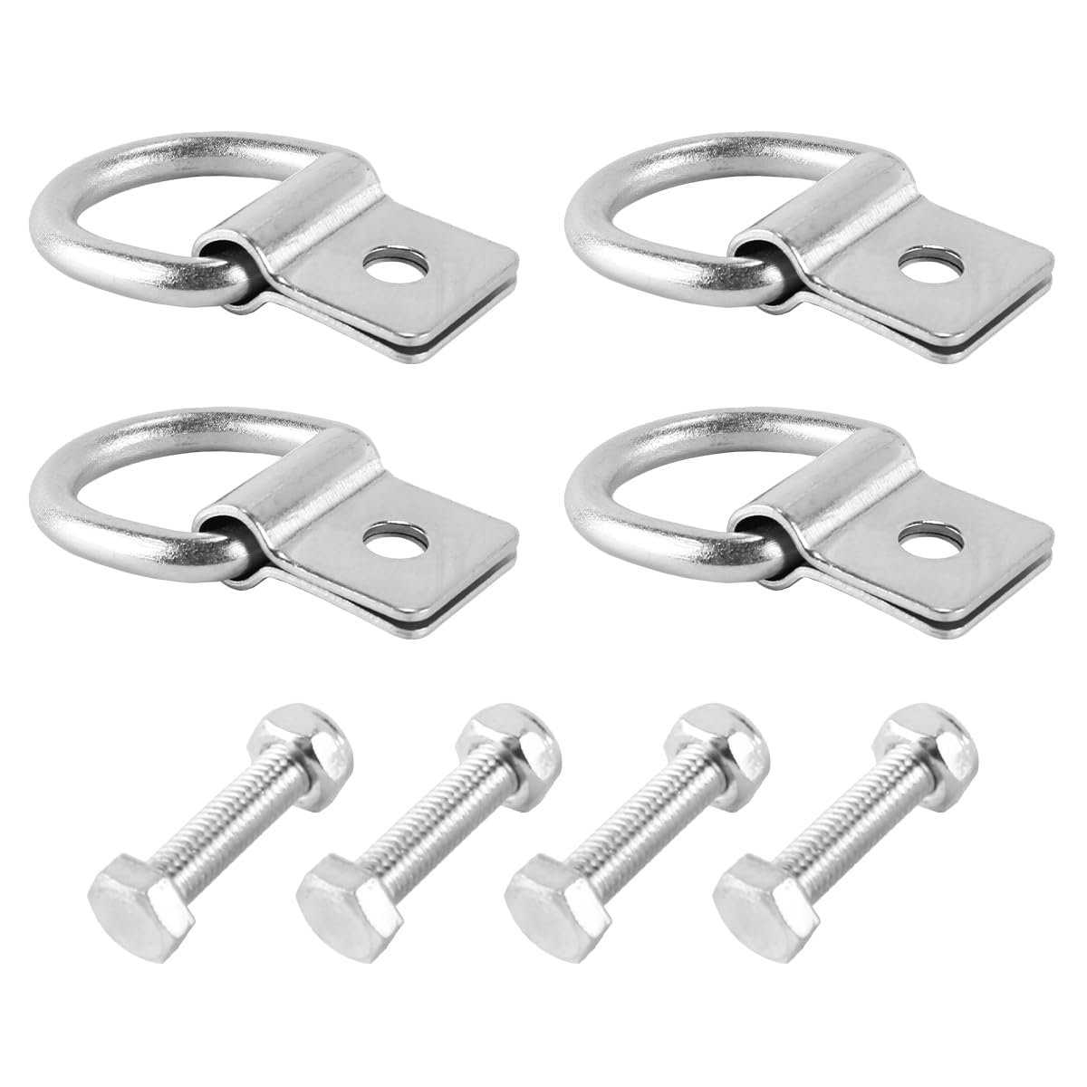 Alnicov 4 Pcs D-Rings Tie Down Anchor Hooks, 10mm Fixing Hole D-Ring for Pickup Truck Bed Deck Rails T Slot Nut Screw