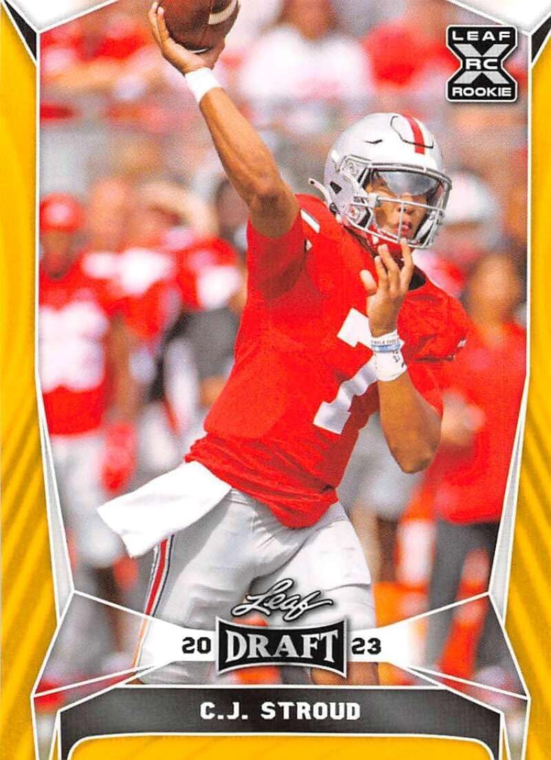 2023 Leaf Draft Gold #43 C.J. Stroud Ohio State Buckeyes XRC Official Player Licensed Football Trading Card (Stock Photo shown, card straight from pack and box in Near Mint to Mint Condition)