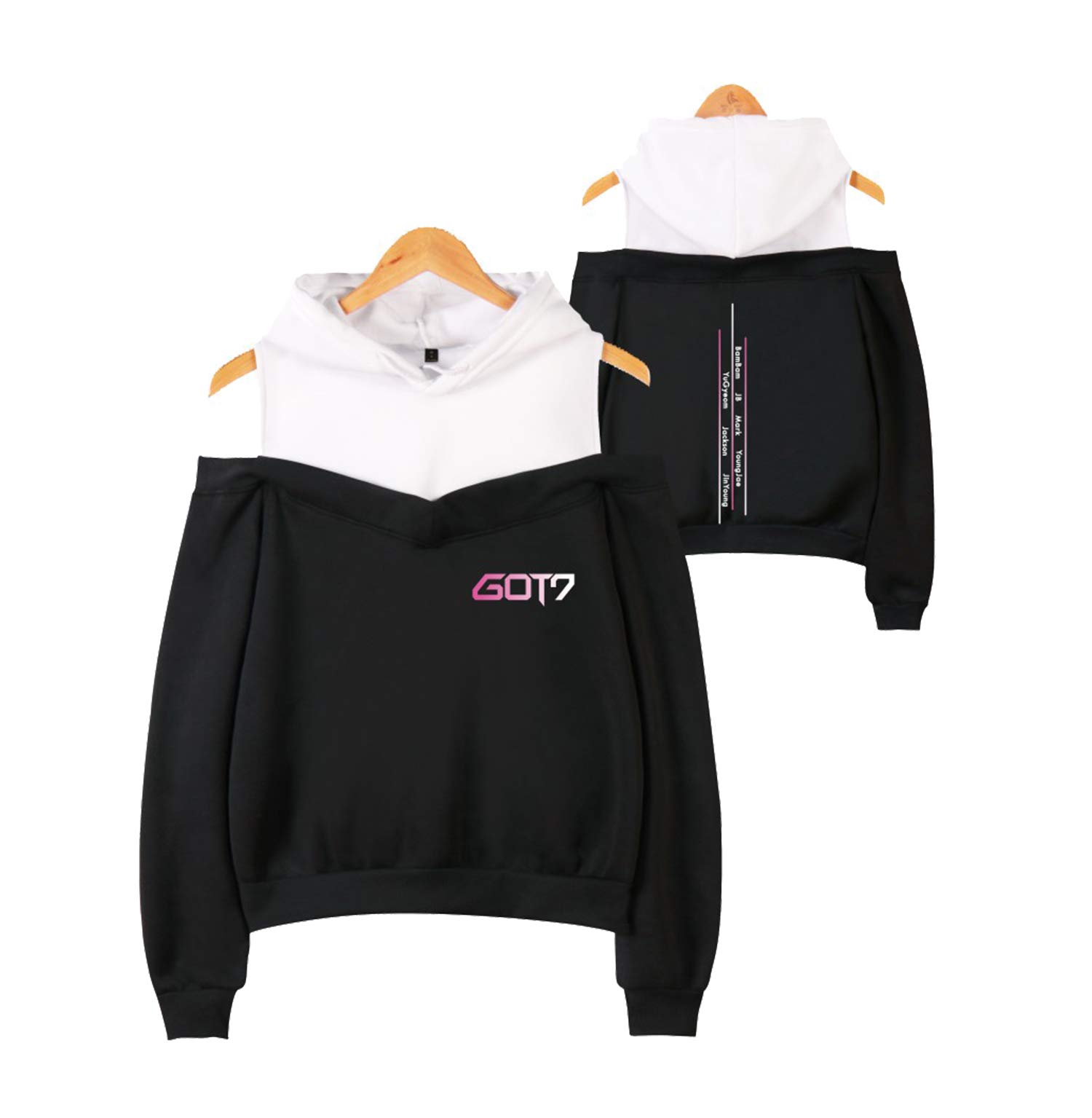 Kpop GOT7 Hoodie New Album Sweatshirt Pullover Off the Shoulder Concert Sweater M Black
