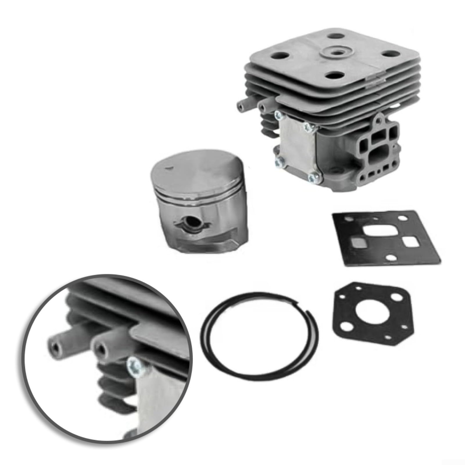 Zestaw cylindrów do kosiarki do kosiarki kompatybilny z 253R 253RB 253RJ 553RS 553RBX, zestaw tłoka o wysokiej wytrzymałości z pierścieniami i klipsami dla optymalnej wydajności cięcia, 7-częściowy