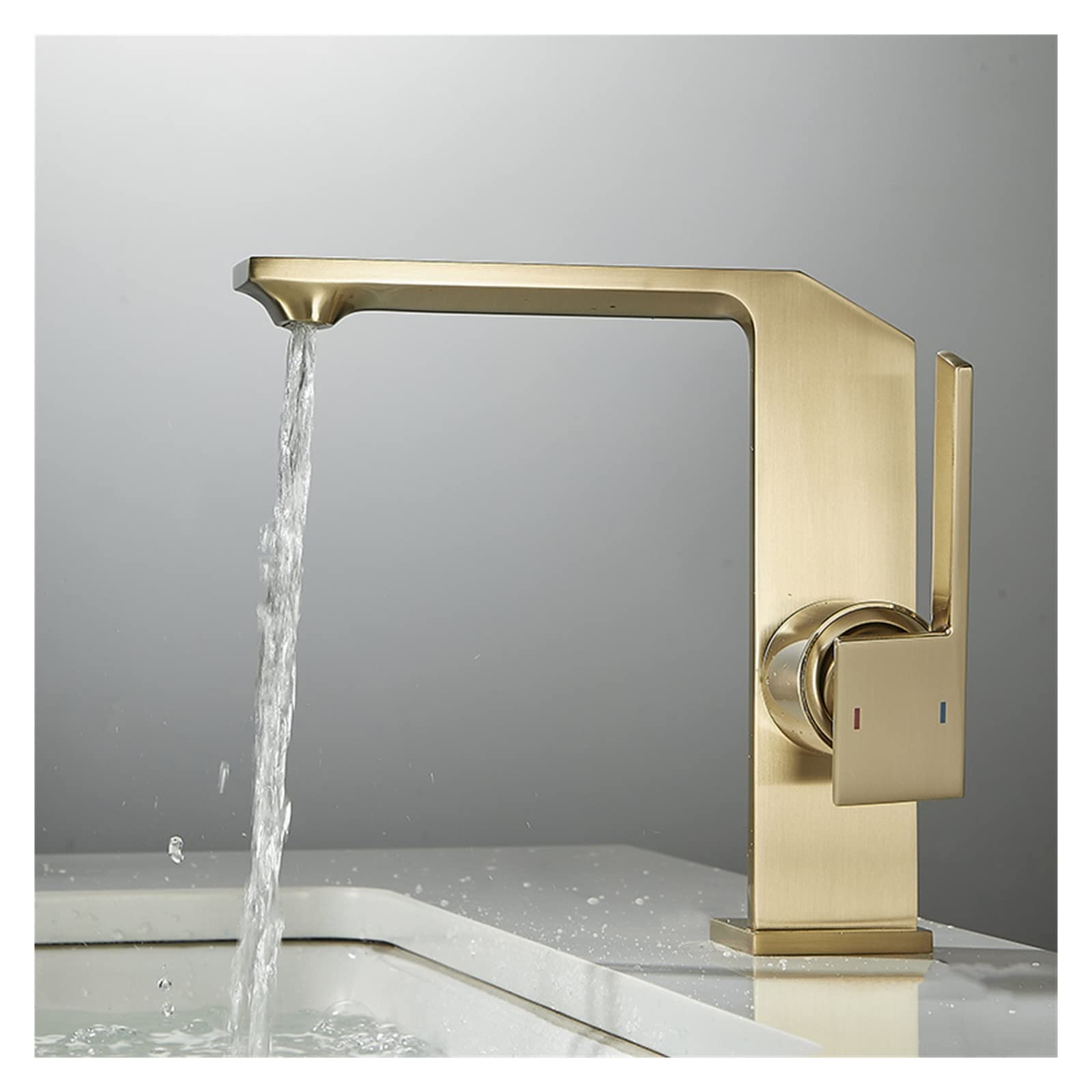 Grifo de Lavabo de baño Grifo de baño Negro Grifo de baño Creativo de latón Gris Grifo Mezclador de Lavabo Grifo de Lavabo de Cascada de Agua fría y Caliente
