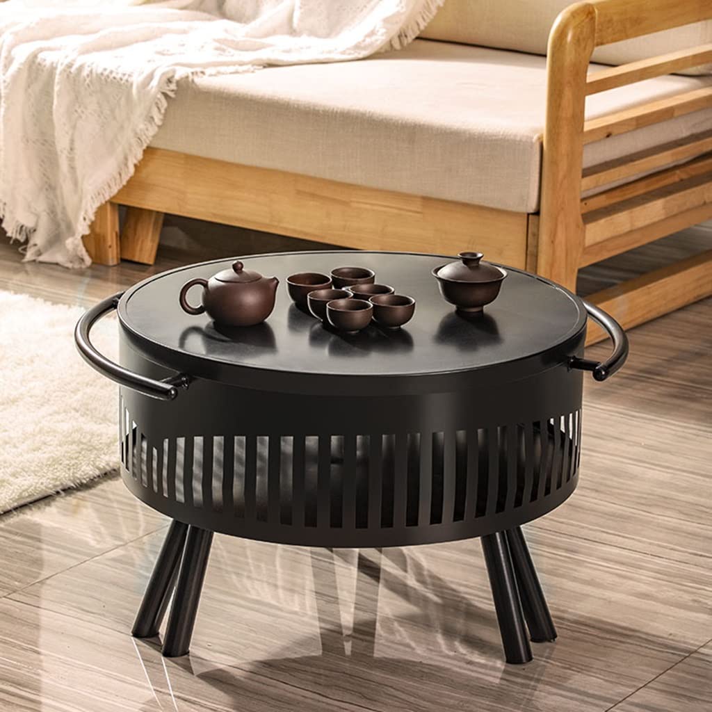 Odkryty ogień doły z grillem gotowania, 25.6"Grill do spalania drewna do podwórku ogniska patio, stalowa miska FirePit, Camping Grill (Color : Set b, Size : 65 * 38.5cm)