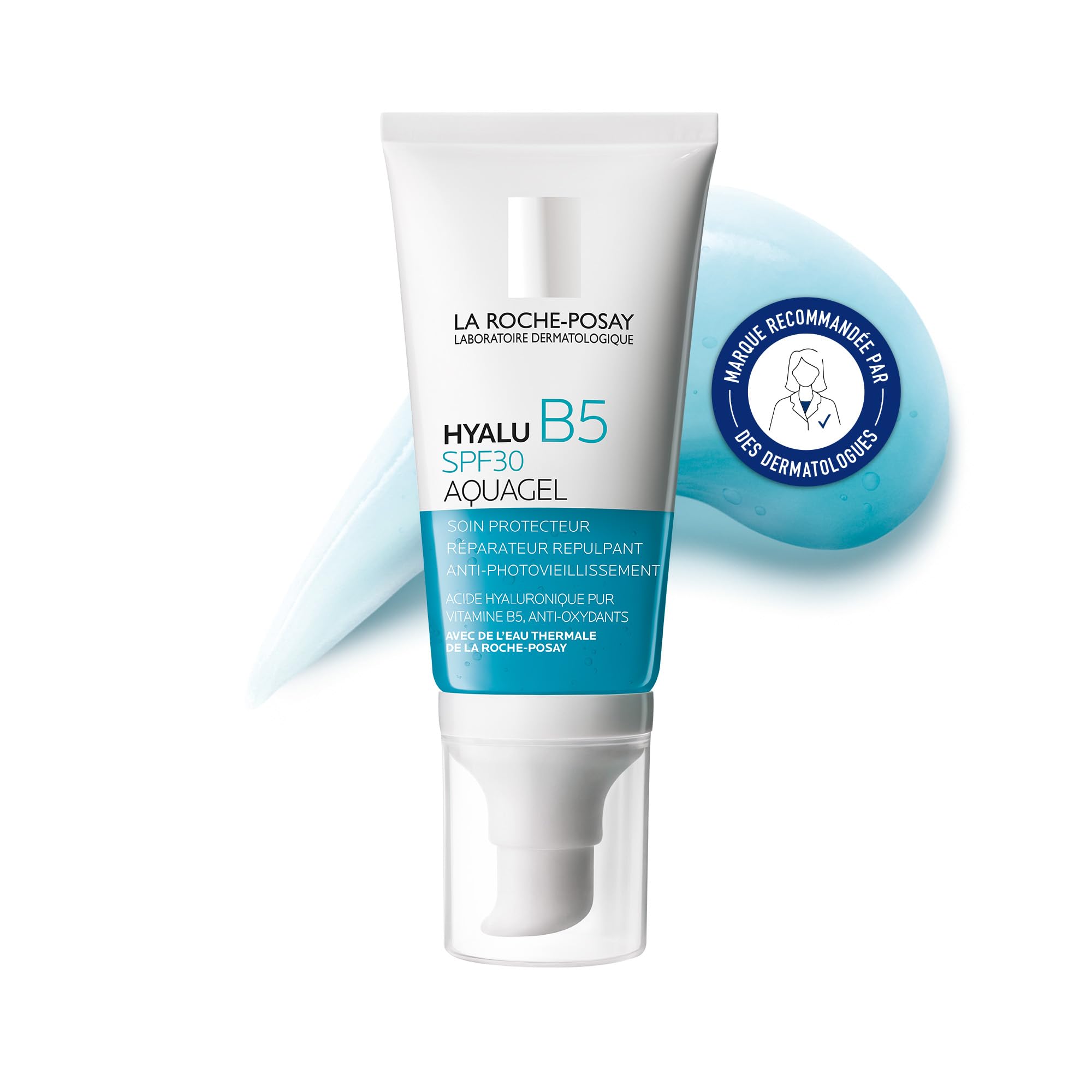 La Roche Posay Hyalu B5 Aquagel LSF 30, Aufpolsternde und regenerierende Anti-Aging-Feuchtigkeitscreme mit Hyaluron, Antioxidantien und hohem Lichtschutzfaktor, 50 ml
