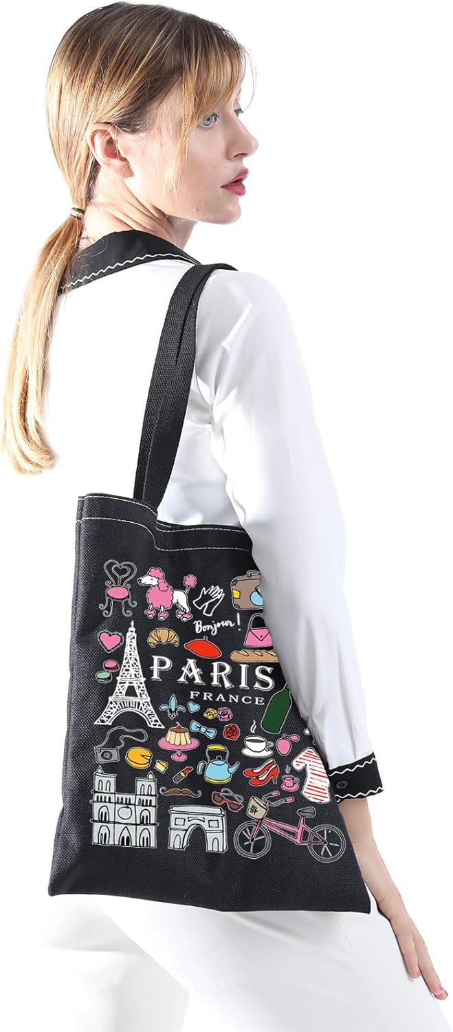 MNIGIU Paris Tote Bag France Lovers Gift Paris Travel Gift P-aris Souvenir G-ift P-aris Welcome Bag - Image 7