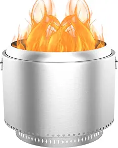 Garvee Portable Smokeless Fire Pit 27" with Stand, Enhanced Airflow, Durable Design, Stainless Steel Stove Wood Burning, Removable Ash Pan, for Camping, Garden, Backyard