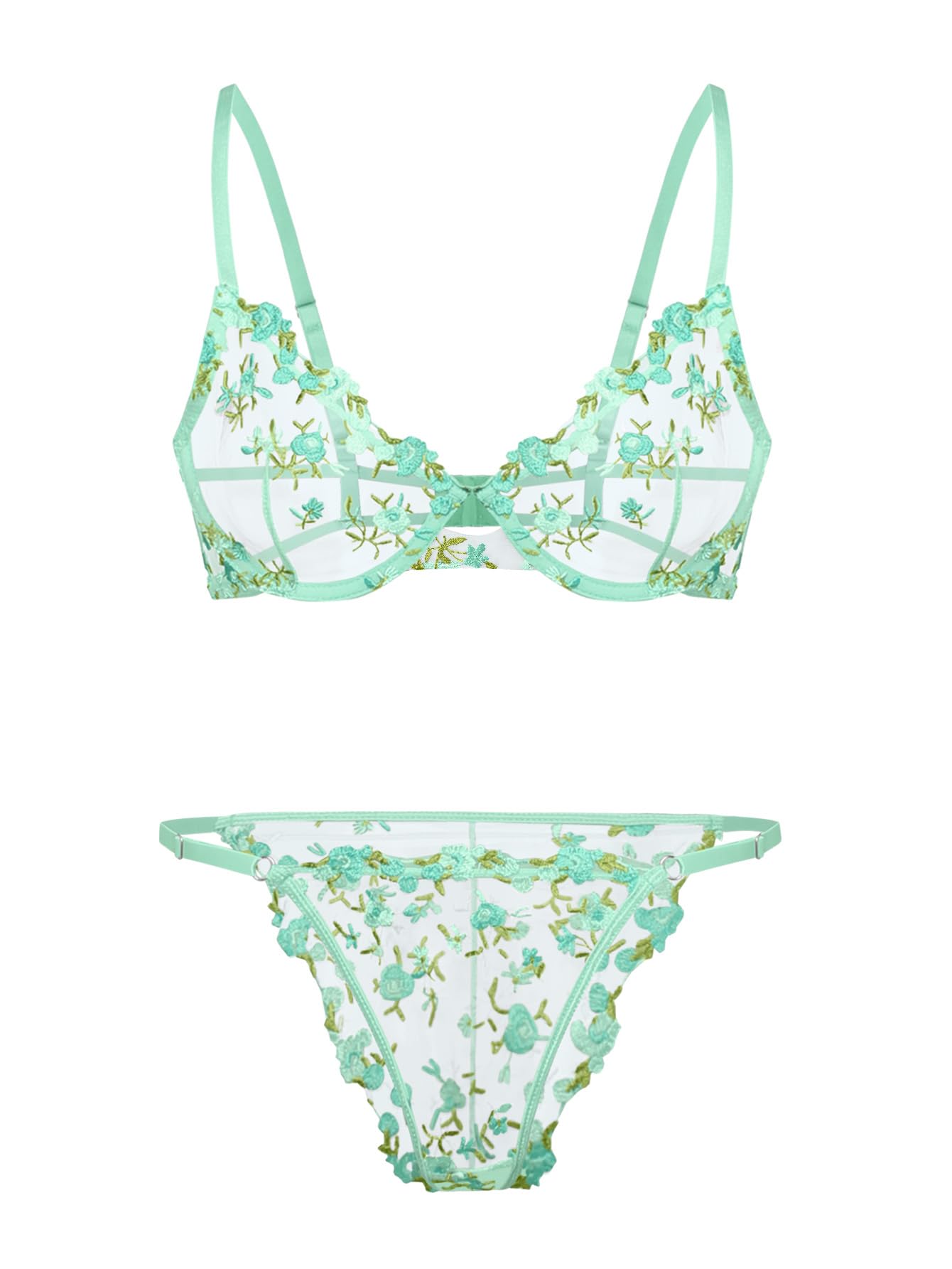 Lilosy Sexy Lingerie Set 2 Piece Women Push Up Bra and Panty 3XS-5XL