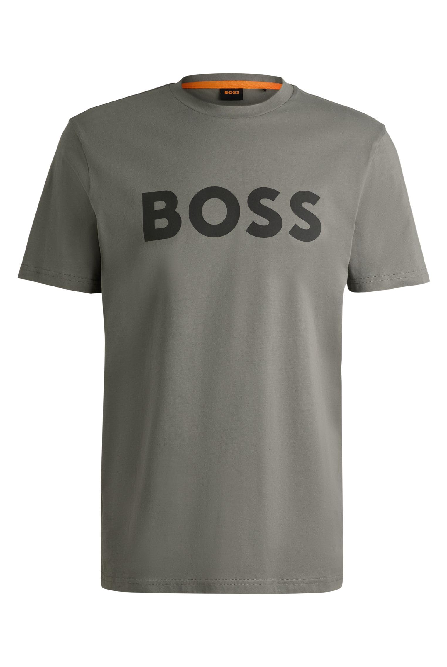 BOSS Mens Thinking 1 Cotton-Jersey T-Shirt with Rubber-Print Logo