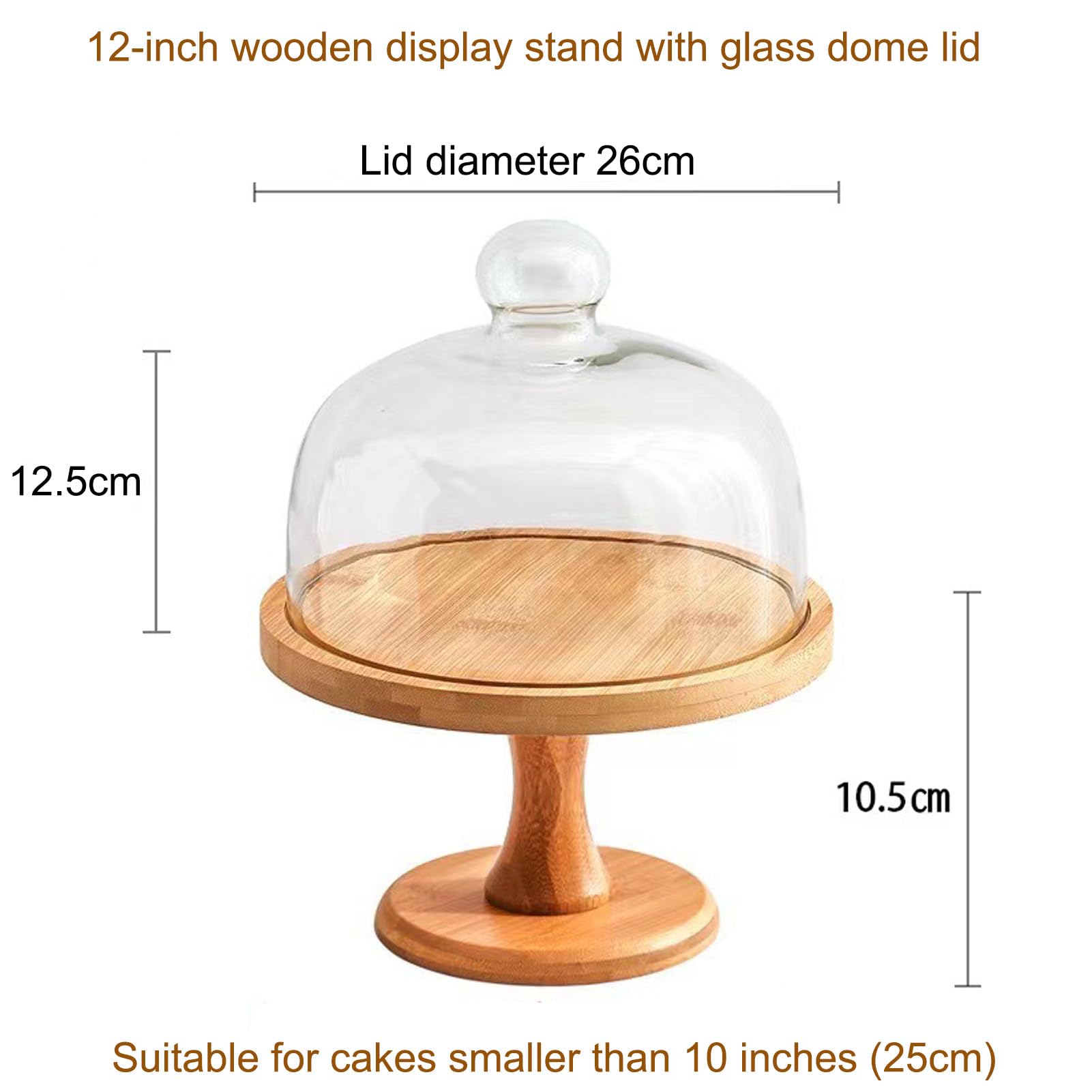 Alzata per torte, espositore per torte con cupola, vassoio in legno per dessert, cibo, feste, frutta, torta di compleanno, biscotti, snack, cupcake, decorazione da tavolo per feste