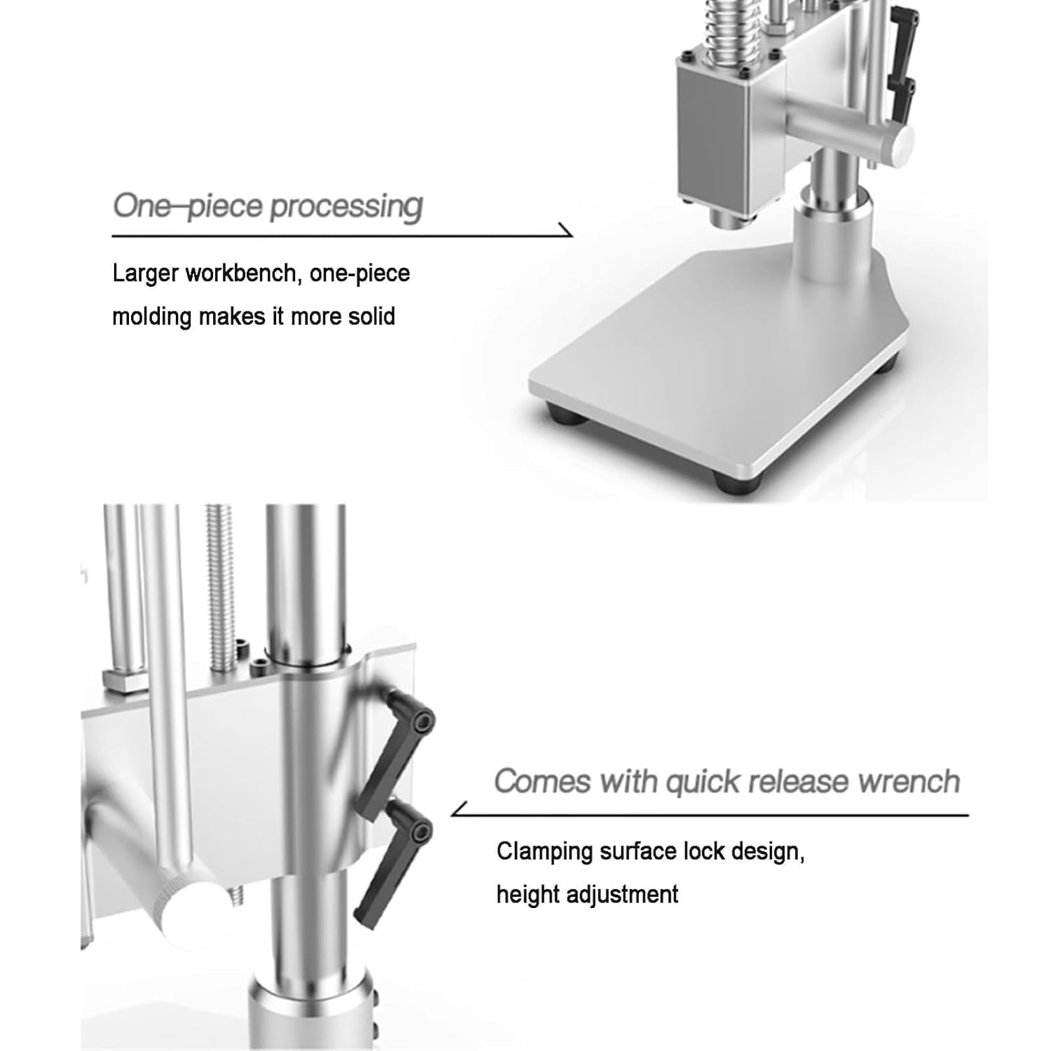 Pressa manuale ad altezza regolabile da 150 kg per stampaggio da banco per punzonatura, rivettatura e rimozione di cuscinetti in cuoio.