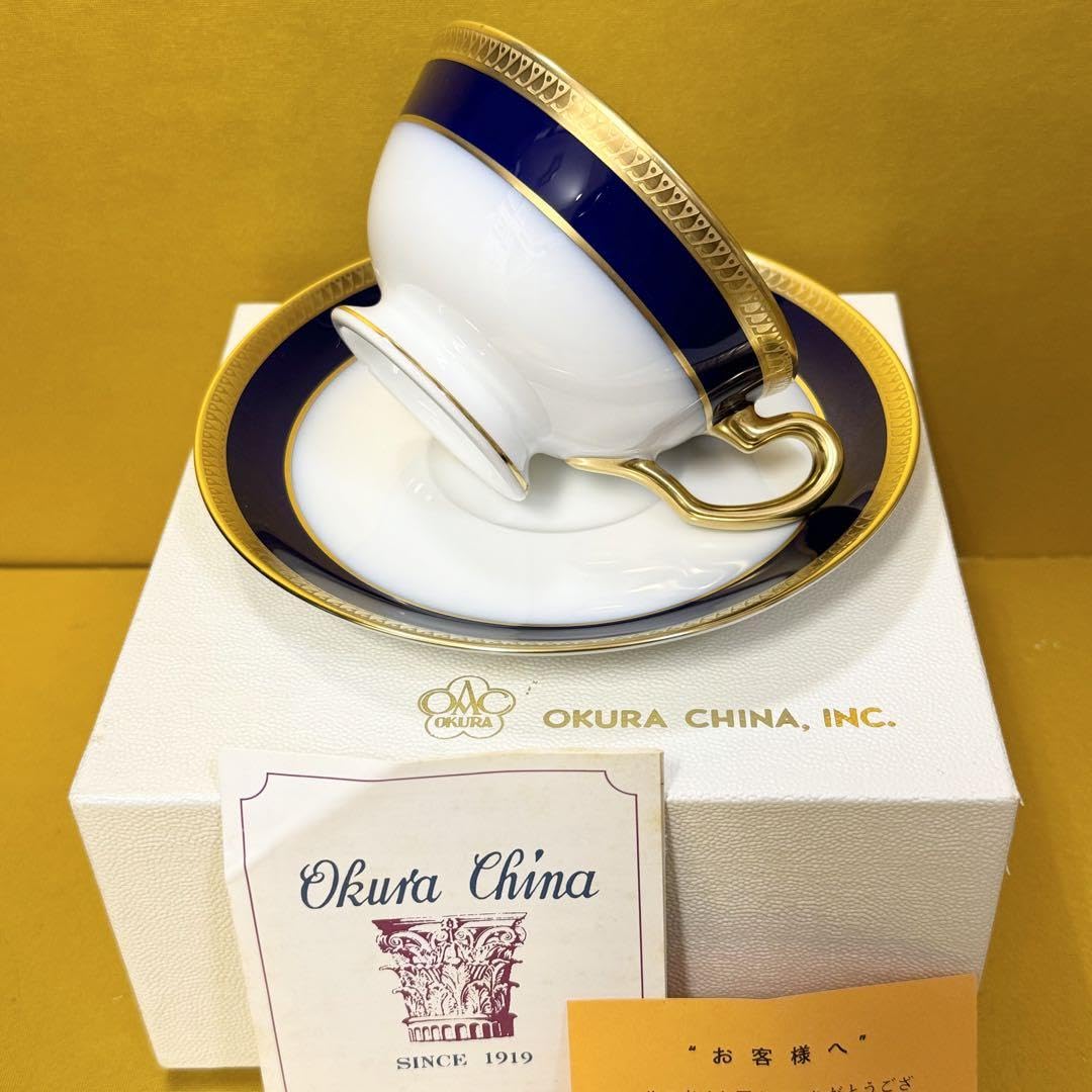 Amazon.co.jp: 大倉陶園 瑠璃片葉金蝕 カップ&ソーサー 箱付き 金彩