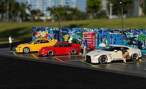 Miniatura 8 de NUEIOVRW 164 Escala Diorama Coche Estacionamiento Escena Modelo Al Aire Libre Vista De Calle De La Ciudad Al Aire Libre Pantalla De Fondo Decorado