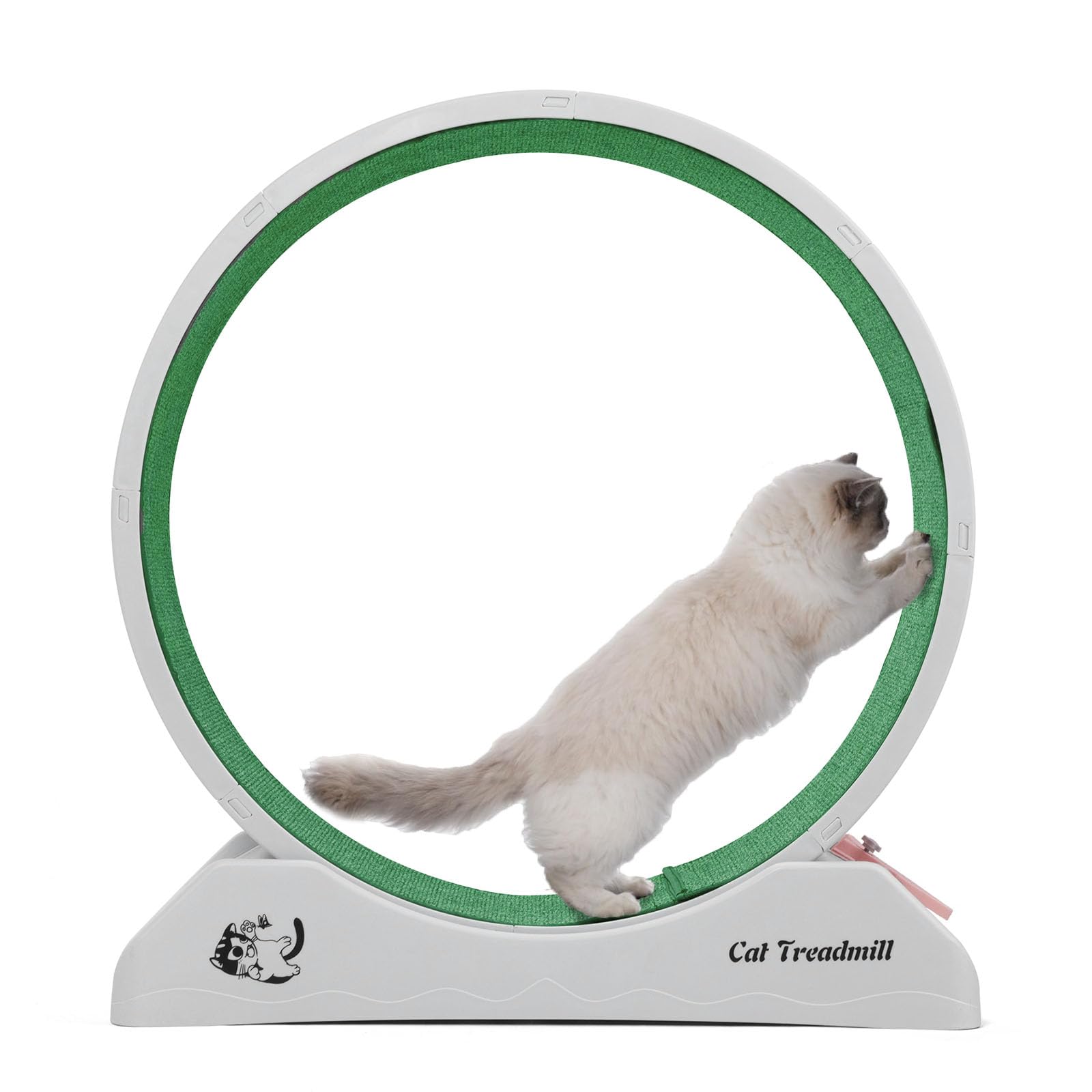LeFeirr Cat Exercise Wheel - Plastic Cats Running Wheel for Indoor Cats with Replaceable Carpeted Runway, Ultra Easy Installation, Grey Cat Treadmill for Kitty's Health, Supports up to 12lbs
