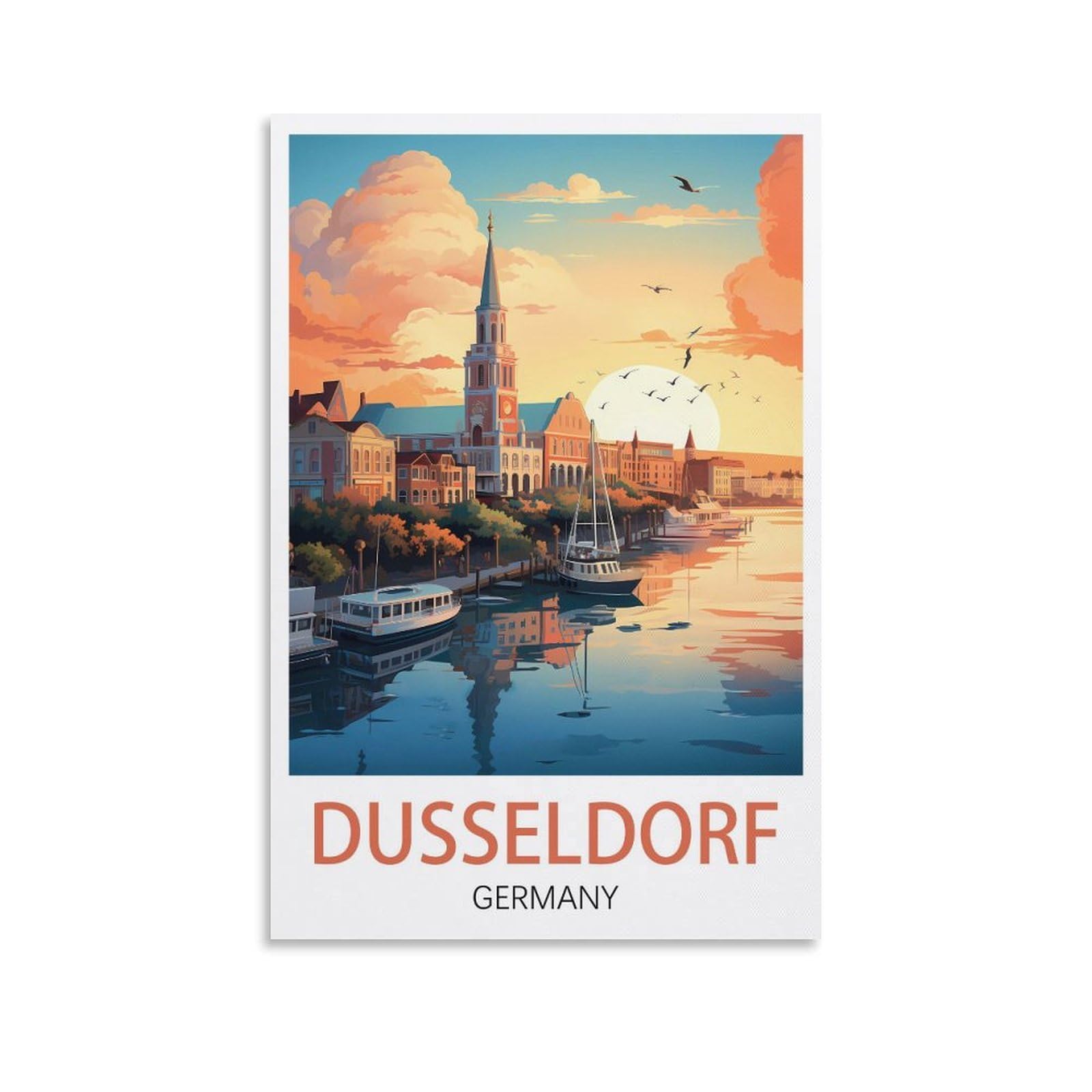 EZMLFA 5D Diamond Art Kits for Beginner,Dusseldorf Germany,Diamond Art House DIY Diamond Art Kits for Home Wall Decor 40x40cm