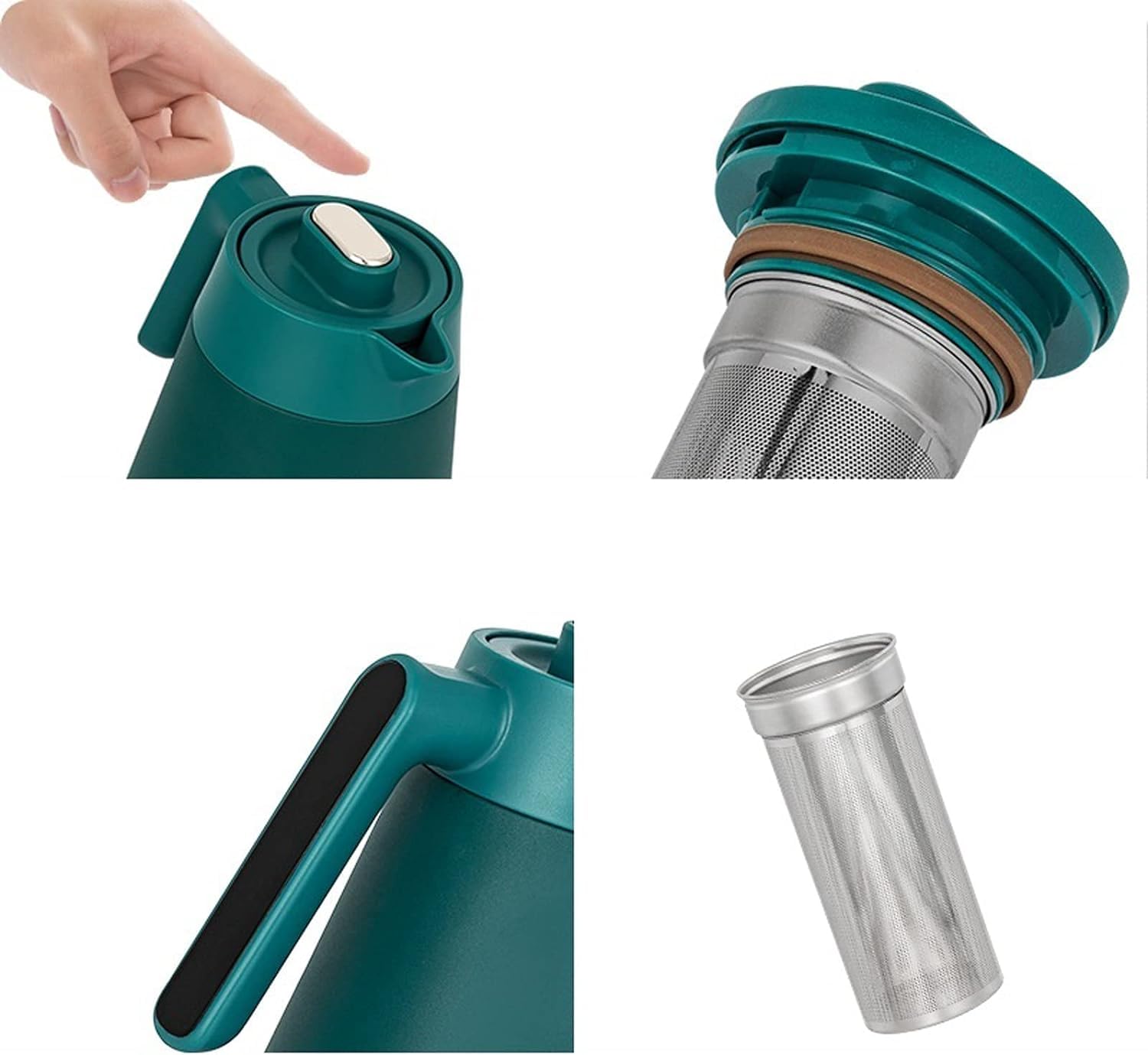 Dzbanek termiczny do kawy, Dzbanek izolacyjny do użytku domowego, czajnik z zaparzaczem do herbaty, termos, butelki na wodę z uchwytem (1200 ml) Dzbanek izolacyjny (kolor: K) (czerwony)