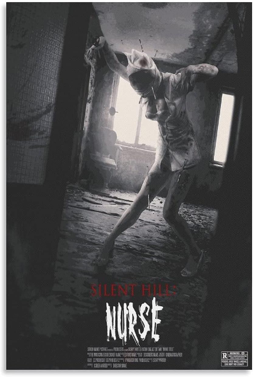 XIANGTONG Silent Hill Horror Movie Poster Sexy Nurse Thriller Poster Decorative Painting Canvas Wall Art Living Room Posters Bedroom Painting 12x18inch(30x45cm)