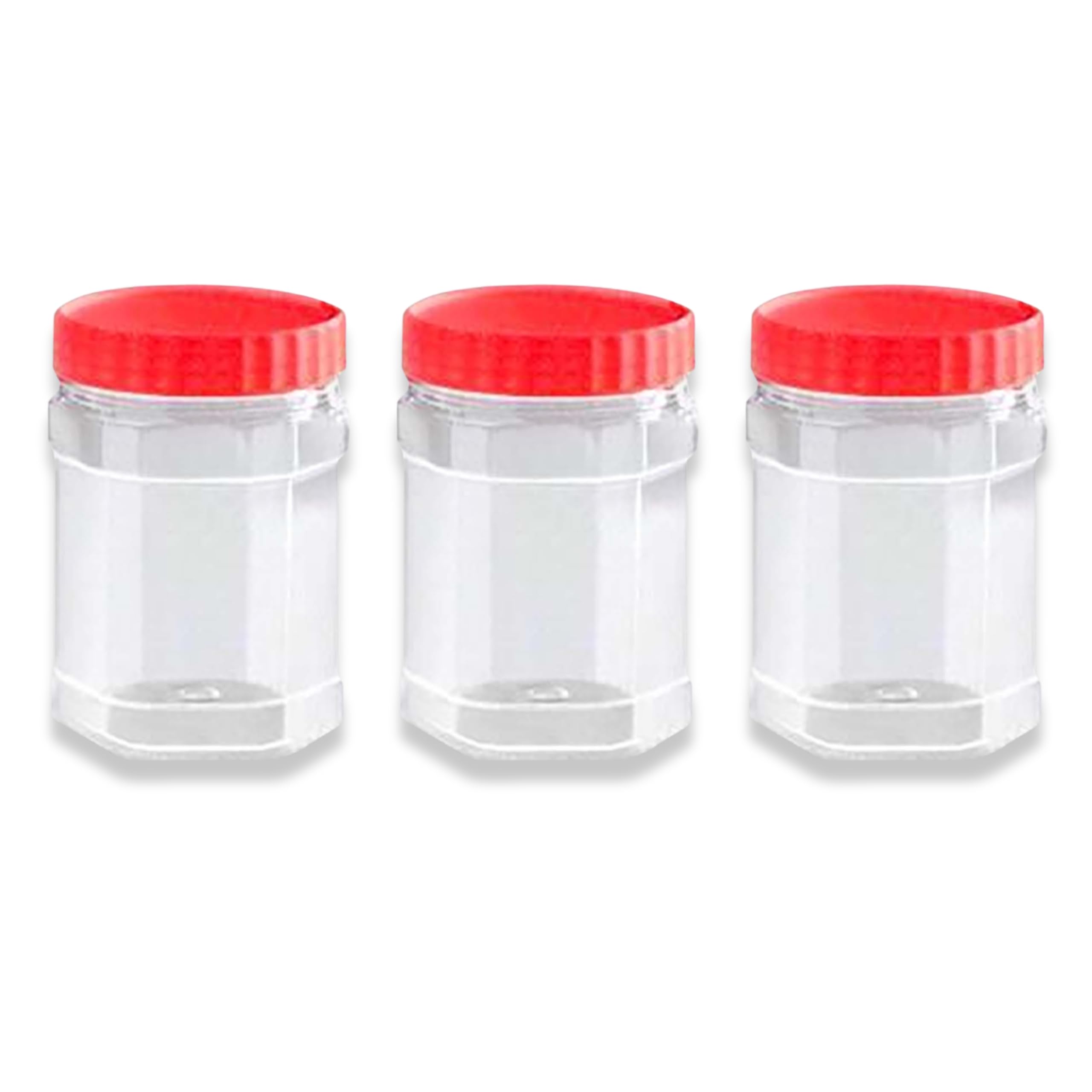 QUANTA Plastic Jars with Lids – Clear Storage Containers – Airtight, Stackable, BPA-Free Container Jar for Spices, Sweets, Crafts, Dog Treats – Reusable & Durable (3, Clear/Transparent, 400ml)