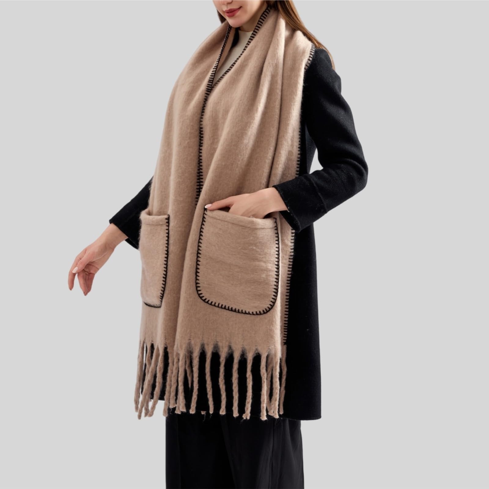 Sciarpe invernali Sciarpa scialle in pashmina con tasca, sciarpe in cashmere, sciarpe alla moda for le donne, regali da sera