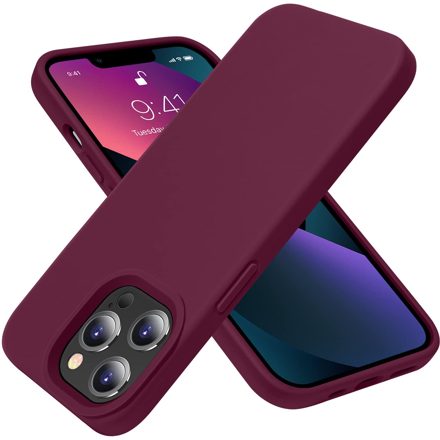 OTOFLY Designed for iPhone 13 Pro Max Case, Silicone Shockproof Slim Thin Phone Case for iPhone 13 Pro Max 6.7 inch (Wine Red)