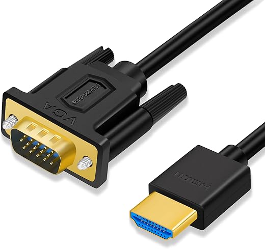 SHULIANCABLE HDMI to VGA Cable, Gold-Plated HDMI to VGA Cable (Male to Male) 1080P Compatible for Raspberry Pi, Roku, Computer, Laptop, Projector,…