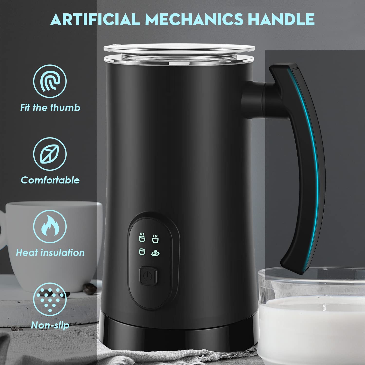 Electric Milk Frother, 4 in 1 Milk Steamer,11.8oz/350ml Automatic Warm and Cold Foam Maker for Coffee,Latte, Cappuccino, Macchiato, Hot Chocolate, view 6
