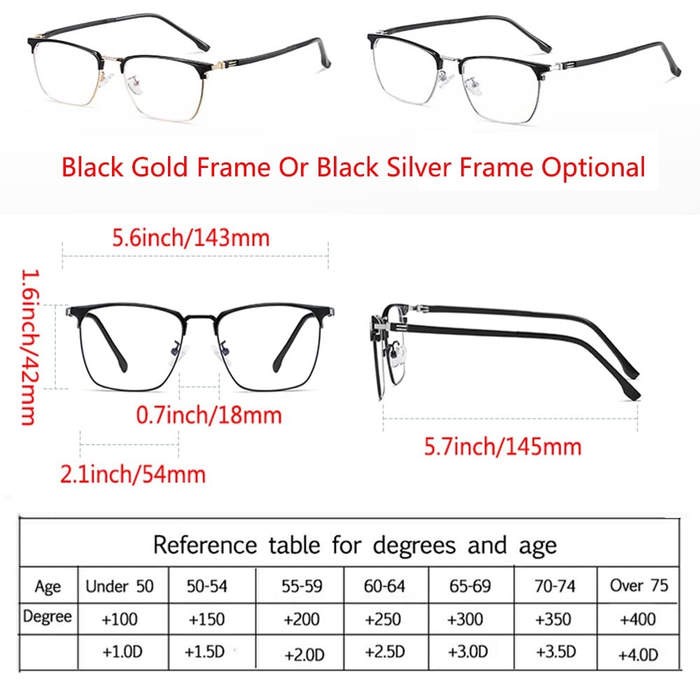 Bifokal Lesebrille Halbrandbrille Lesehilfe Brille Damen Herren Gleitsichtbrille Blaulichtfilter Sehstärke Brille Blendfrei Entspiegelt 1.00 1.50 2.00 2.50 3.00