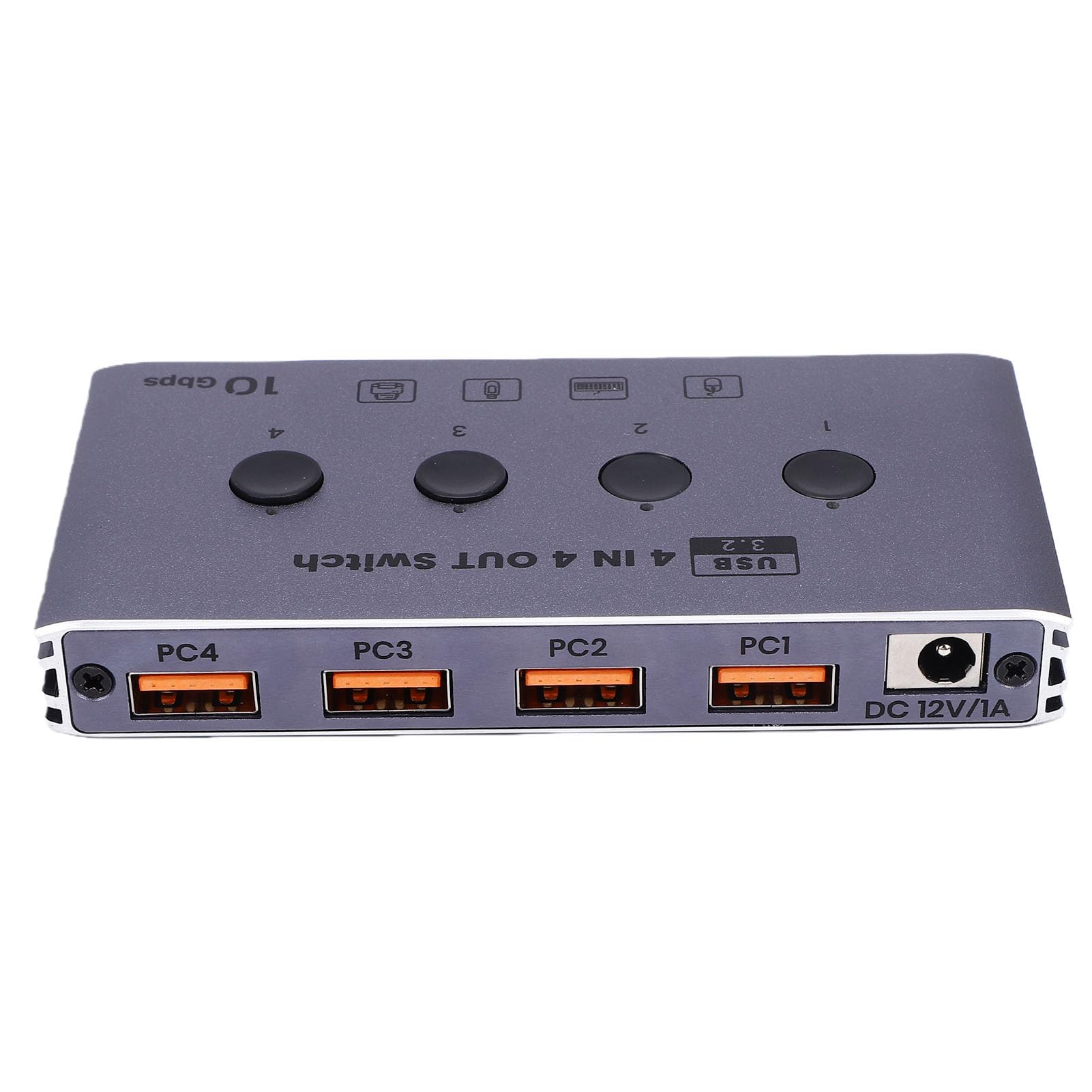 Fabater USB 3.2, 4 Komputery, 4 Urządzenia, 4Port Selektor Przełącznika USB, 10 Gb/s, Udostępnianie Danych Klawiatura Mysz Drukarka Skaner z Kablem i Pilotem (wtyczka UE)