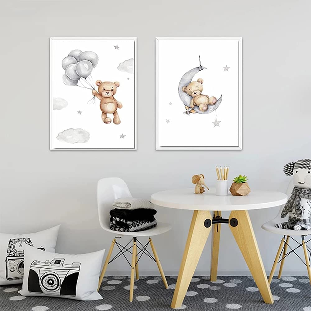 3 Affiche Ourson Bebe Poster Enfant Beige 40X50CM Nuage Étoile Tableau Decoration Murale Chambre Fille Garcon Toile Ourson Chambre Bébé Affiche Boho Enfant Cadeau Sans Cadre