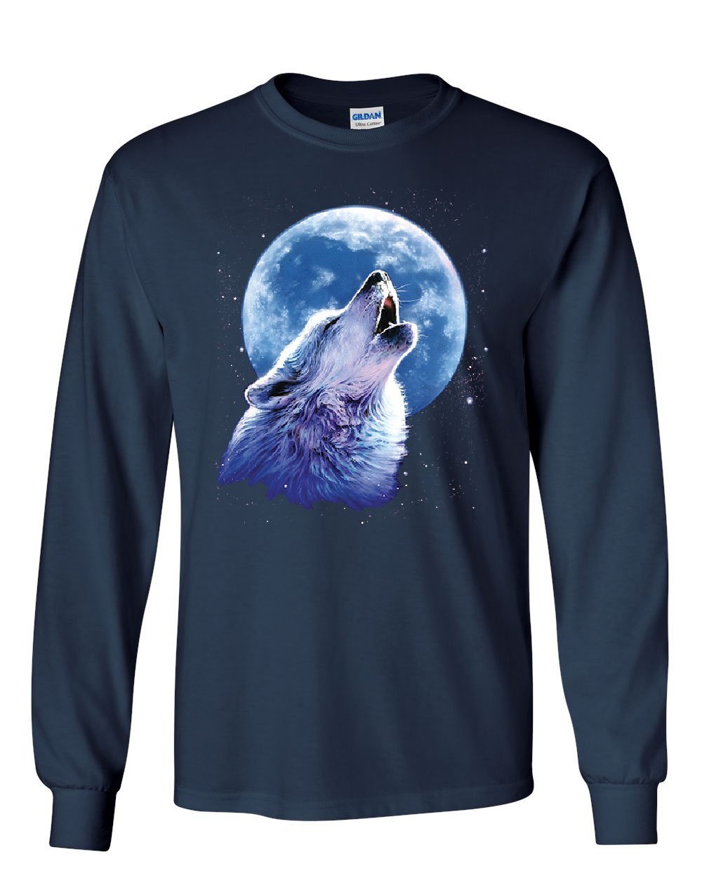 Call of The Wild Long Sleeve T-Shirt Lone Wolf Howling at The Moon Wildlife Tee
