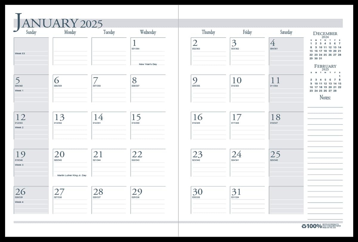 House of Doolittle 2025 Economy Calendar Planner, Monthly, Black Cover, 7 x 10 Inches, December - January (HOD260602-25)