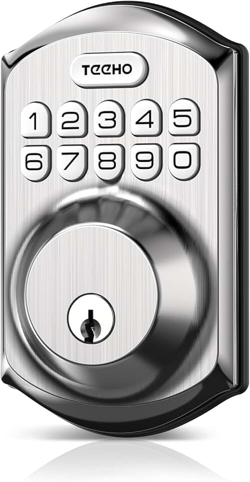 TE001 Keyless Entry Door Lock with Keypad - Smart Deadbolt Lock for Front Door with 2 Keys - Auto Lock - Easy Installation - Satin product image