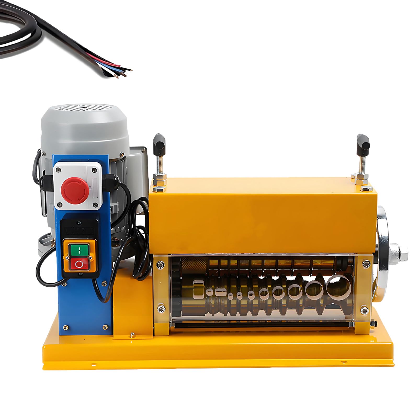 EpyGnom Electric Wire Stripping Machine, 370W Automatic Cable Stripper with 11 Channels, 1.5MM-38MM, 10 High Speed Steel Blades Dual Use for Copper Recycling Workshop Yellow