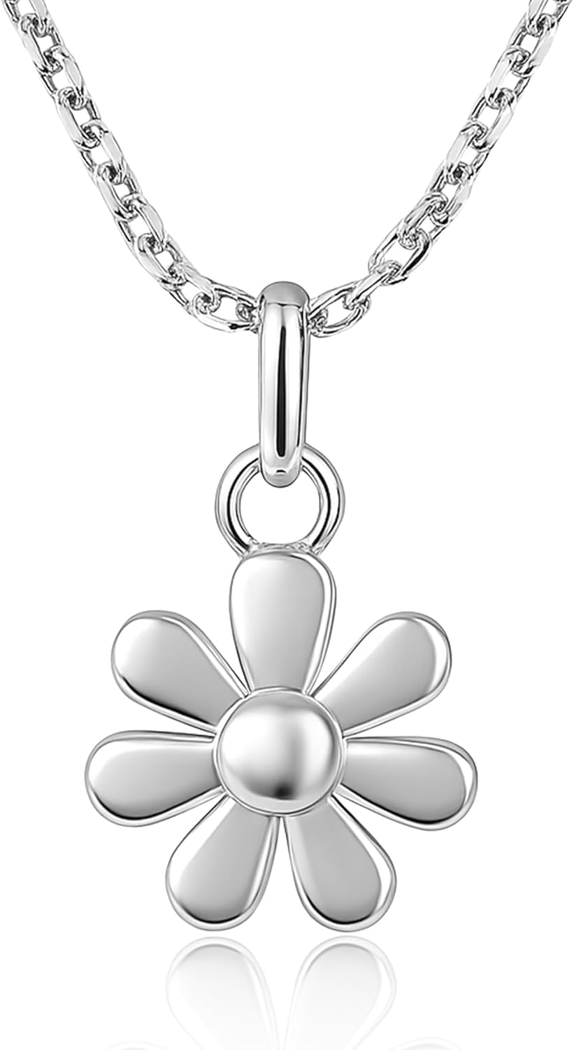 AeraVida Sweet Daisy Flower of Innocence .925 Sterling Silver Pendant Necklace | Minimalist Cute Floral Charm for Women | Jewelry Gift