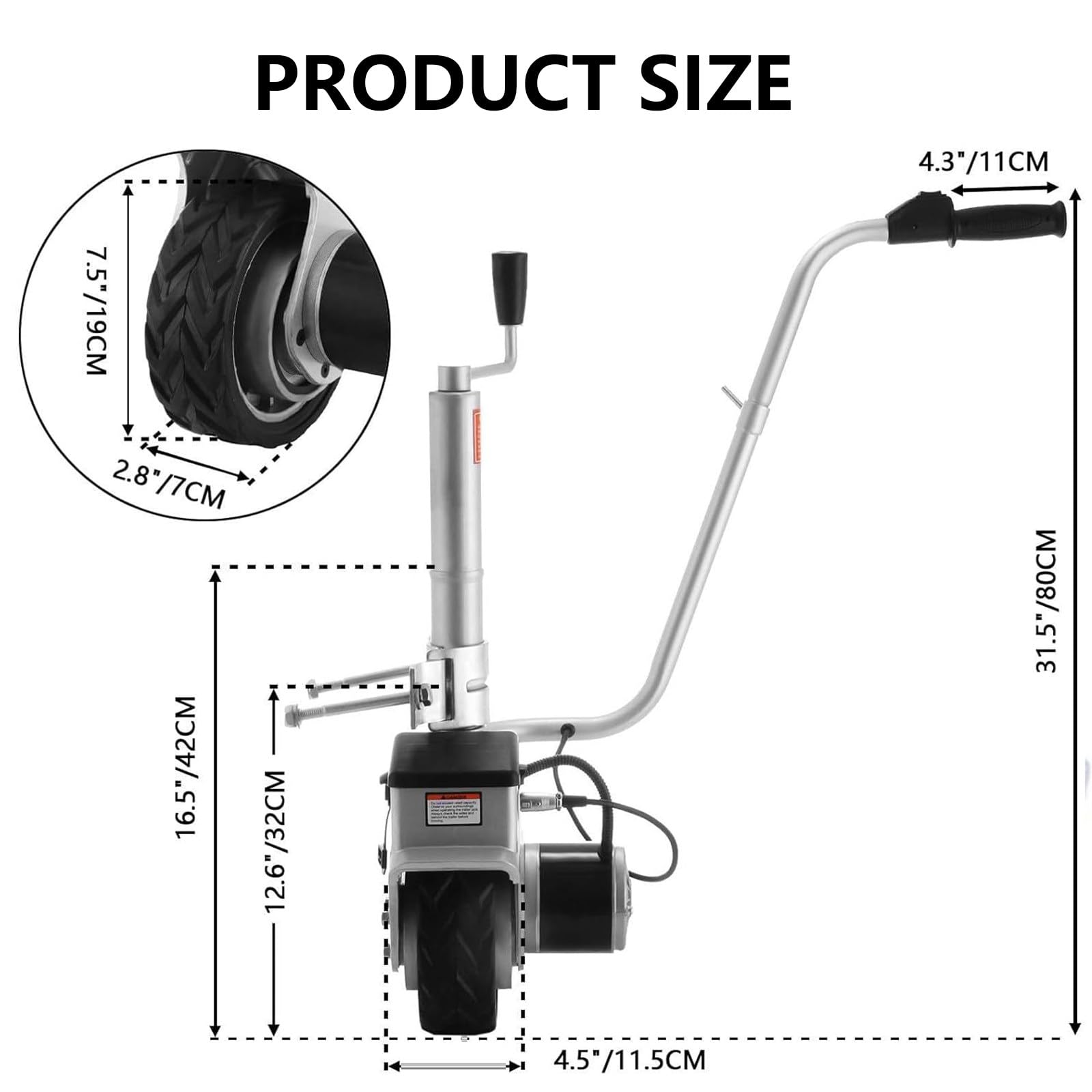 Elektrischer Anhänger-Mover, 12 V, 350 W/550 W, motorisiertes Rad mit 2722 kg maximaler Belastung und 5–7 m/min Geschwindigkeit, für Wohnwagen, Wohnmobil, Camper