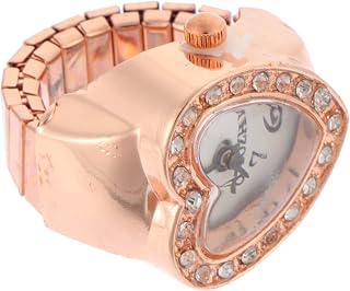 Mikikit Digital Finger Ring Watch Women Finger Watch Heart Shape Finger Ring Watch Female Valentine's Day Gift Heart Finger Ring Watch