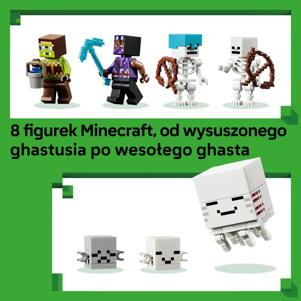 LEGO Minecraft Stacja Ghasta 21597 | budowla Minecraft, zestaw z mobami, prezent dla fana Minecrafta 9+, 754 elementy