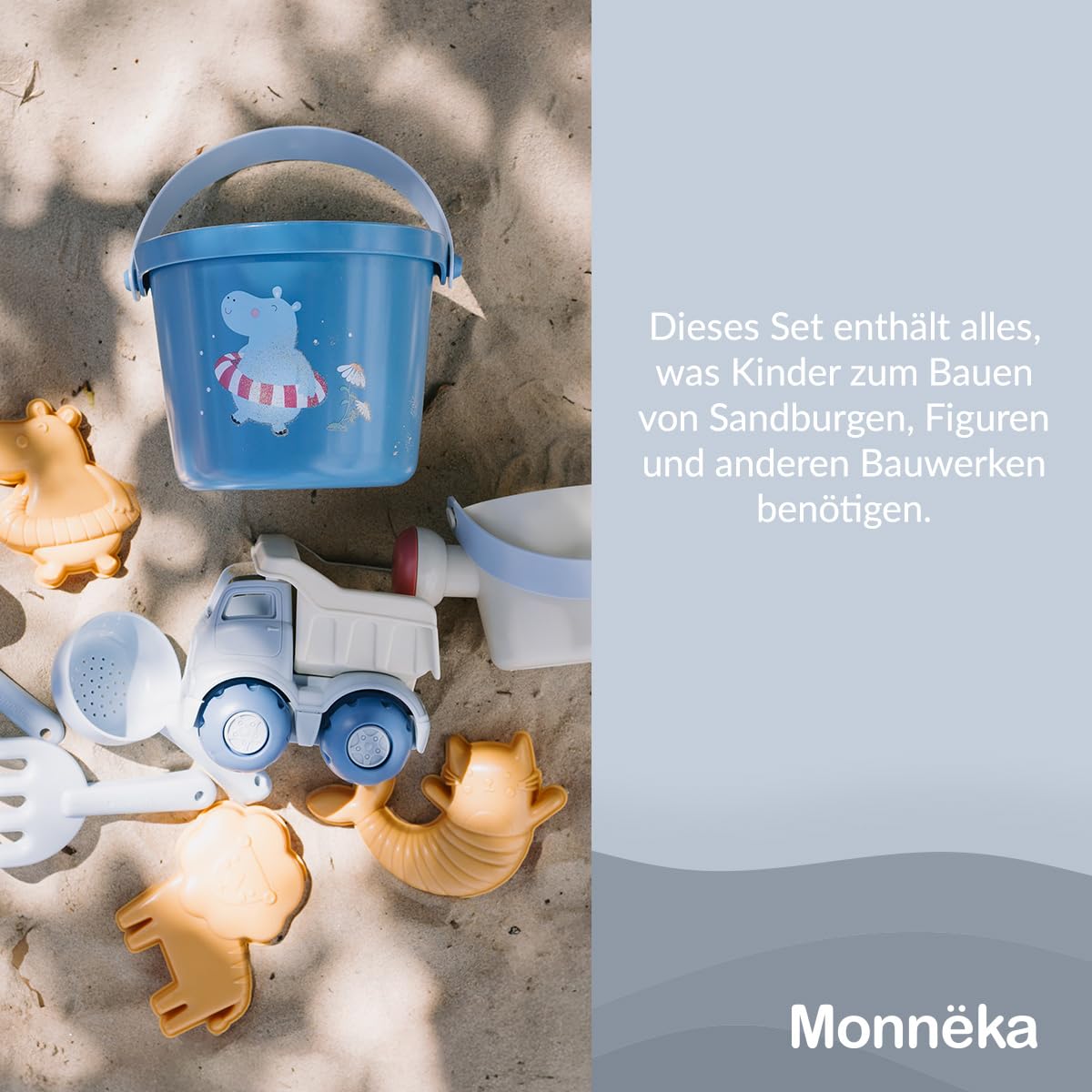 Strandspielzeug Set | Nachhaltiges Sandspielzeug | Enthält Verschiedene Teile | Leicht und tragbar für Strand oder Garten | Umweltfreundlich und sicher | Hippos