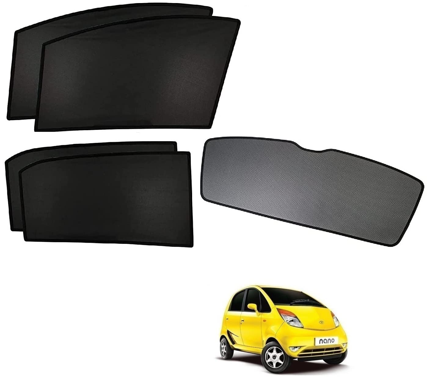 Kozdiko Car Window Custom Fit Sun Shades Fix with Dicky Non Magnetic Curtains Mesh Compatible for Tata Nano